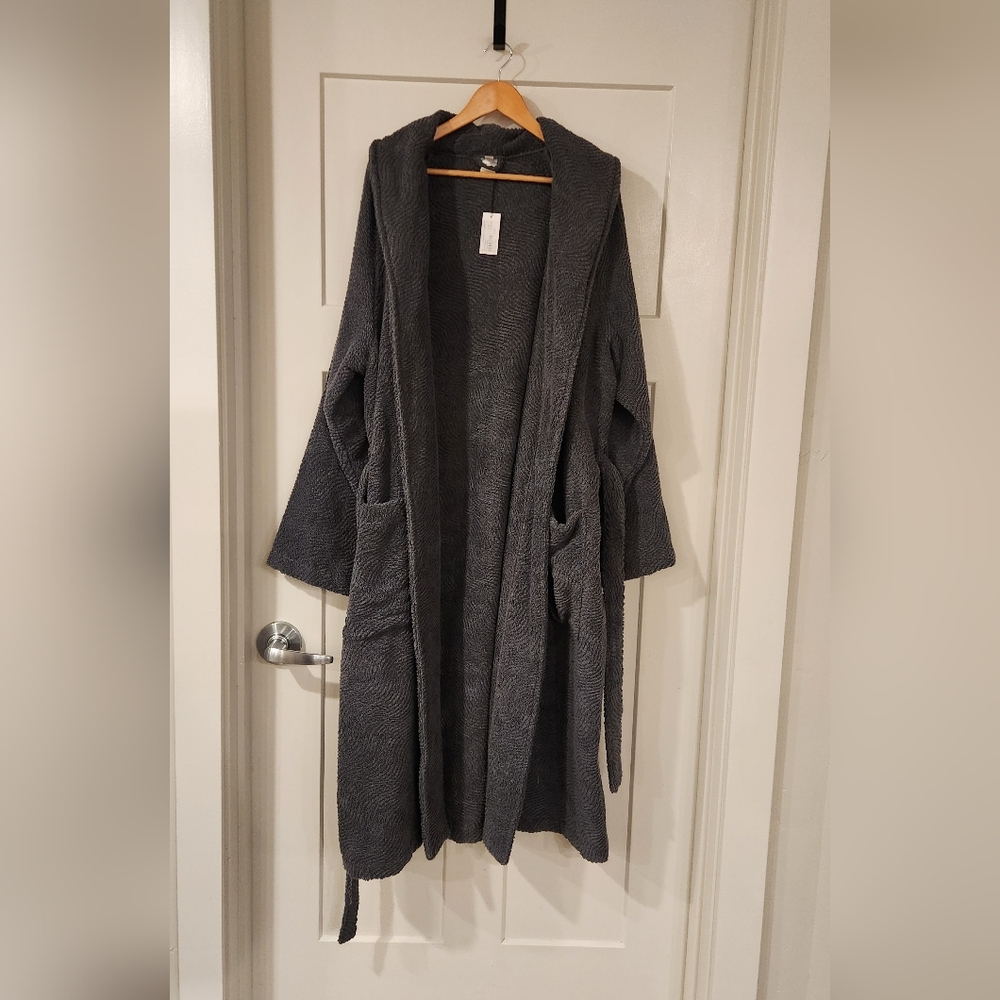 NWT Big Sur Shawl Luxurious Italian Cotton And Linen Bath Robe Grey Size L/XL - Picture 3 of 10